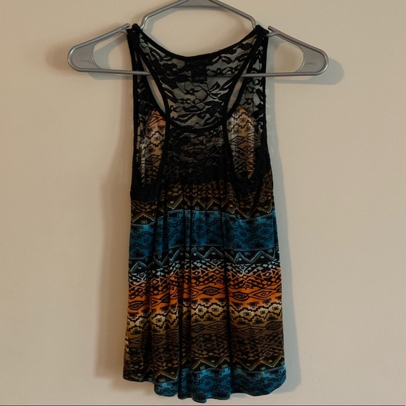 Wet seal colorful tank top, top of back is lace, size S - Picture 2 of 5